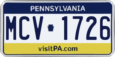 PA license plate MCV1726