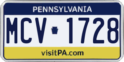 PA license plate MCV1728