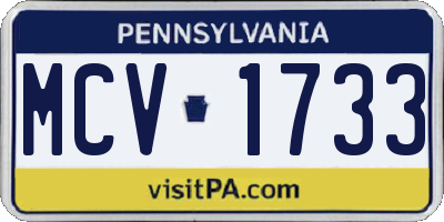PA license plate MCV1733
