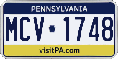 PA license plate MCV1748