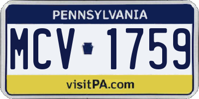 PA license plate MCV1759