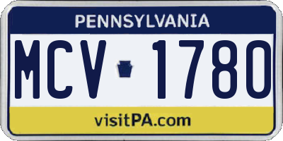 PA license plate MCV1780