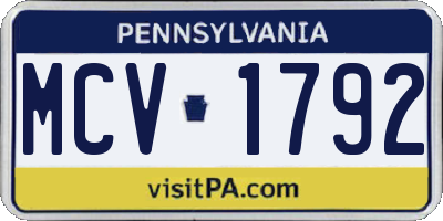 PA license plate MCV1792