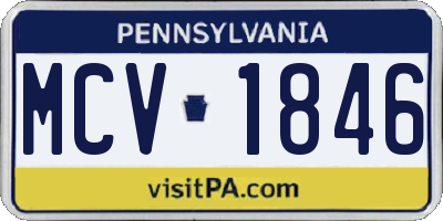 PA license plate MCV1846