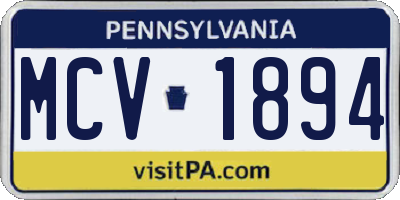PA license plate MCV1894