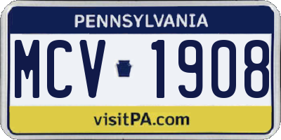 PA license plate MCV1908