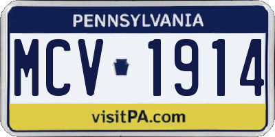 PA license plate MCV1914