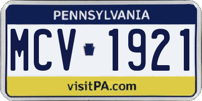 PA license plate MCV1921
