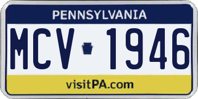 PA license plate MCV1946