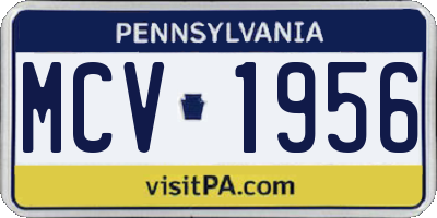 PA license plate MCV1956