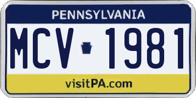 PA license plate MCV1981