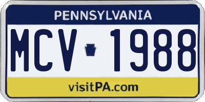 PA license plate MCV1988