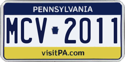 PA license plate MCV2011