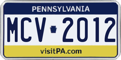 PA license plate MCV2012