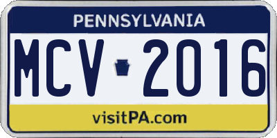 PA license plate MCV2016