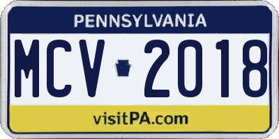 PA license plate MCV2018