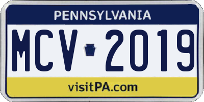 PA license plate MCV2019
