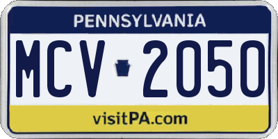 PA license plate MCV2050