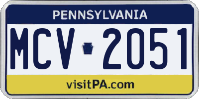 PA license plate MCV2051