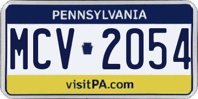 PA license plate MCV2054