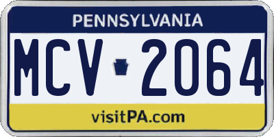 PA license plate MCV2064