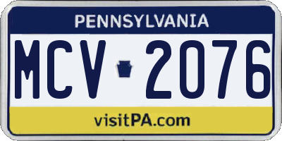 PA license plate MCV2076