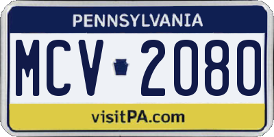 PA license plate MCV2080