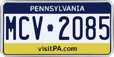 PA license plate MCV2085
