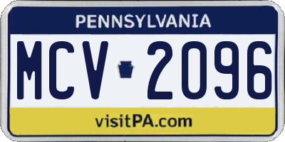 PA license plate MCV2096