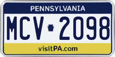 PA license plate MCV2098