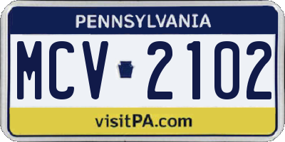 PA license plate MCV2102