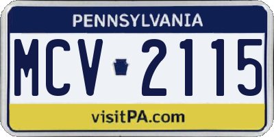 PA license plate MCV2115