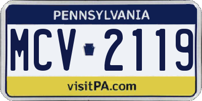 PA license plate MCV2119