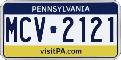 PA license plate MCV2121