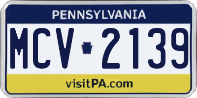 PA license plate MCV2139