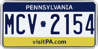 PA license plate MCV2154