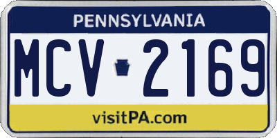 PA license plate MCV2169