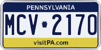 PA license plate MCV2170
