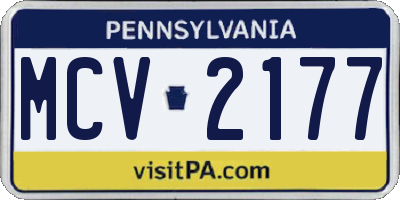PA license plate MCV2177