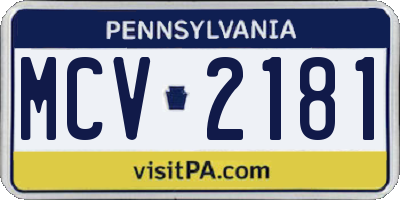 PA license plate MCV2181