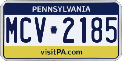 PA license plate MCV2185