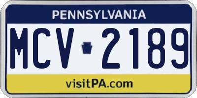 PA license plate MCV2189