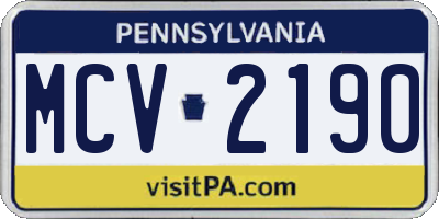PA license plate MCV2190