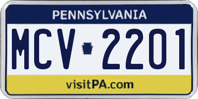 PA license plate MCV2201