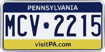 PA license plate MCV2215