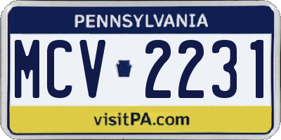 PA license plate MCV2231