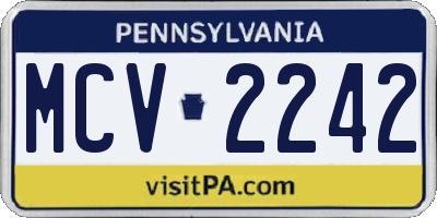 PA license plate MCV2242
