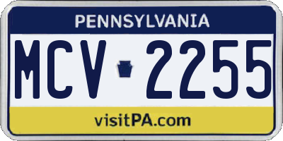 PA license plate MCV2255