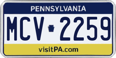 PA license plate MCV2259