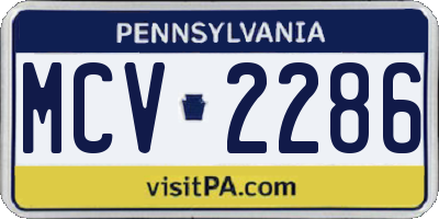 PA license plate MCV2286